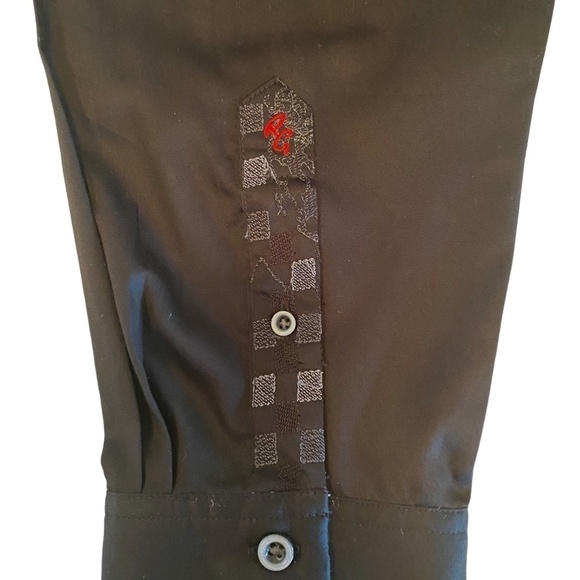 ROBERT Graham Luxury Long Sleeve Dress Shirt, XL, Black Embroidered - Picture 9 of 14